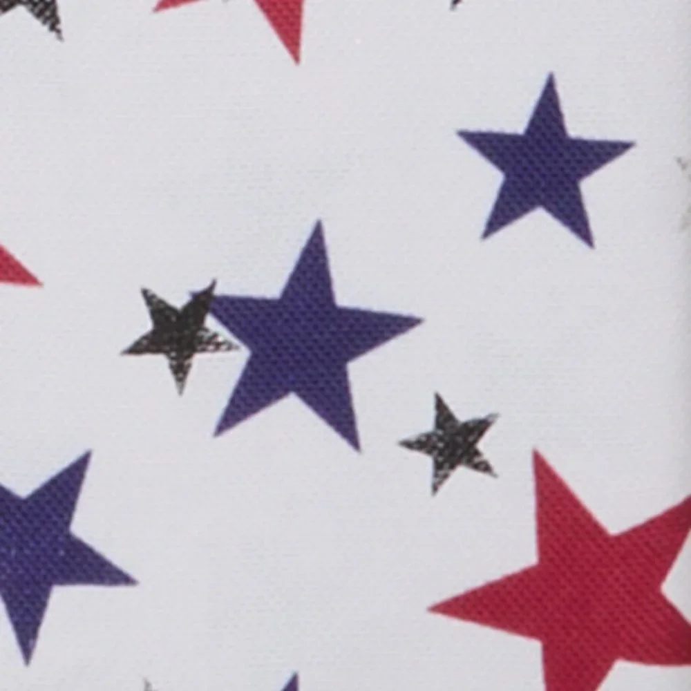 Nautica July 4th Star Tablecloth 60x104 Patriotic Silver Foil Red Blue Outdoor
